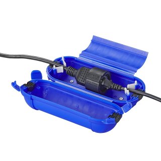 Sicherheitsbox für Schuko Stecker Kabelbox blau