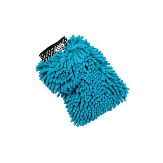 Chenille Waschhandschuh blau