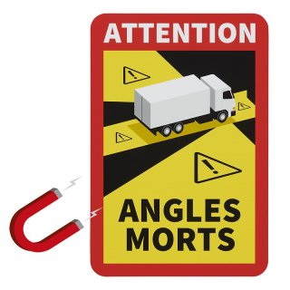 Autocollant magnétique "Attention Angles Morts !" CAMION