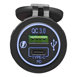 USB-Schnellladegerät Einbau Typ A + C 2-fach 12/24V 3A