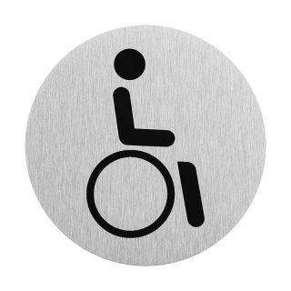 Plaque de porte en aluminium Image "Personnes en fauteuil roulant" Ø75mm"