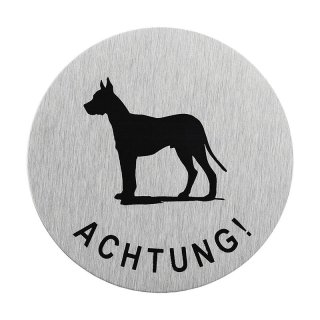 Aluminium Türschild  Achtung Hund " Ø75mm"
