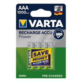 Recharge Accu Power Batterien AAA 4 Stück im Blister
