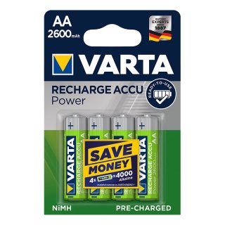 Recharge Accu Power Batterien AA 4 Stück im Blister